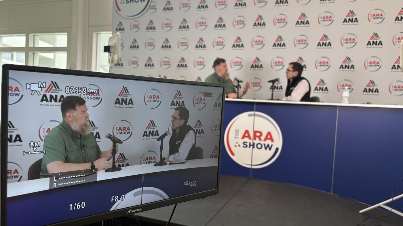 Quipli on the broadcast set at The ARA Show