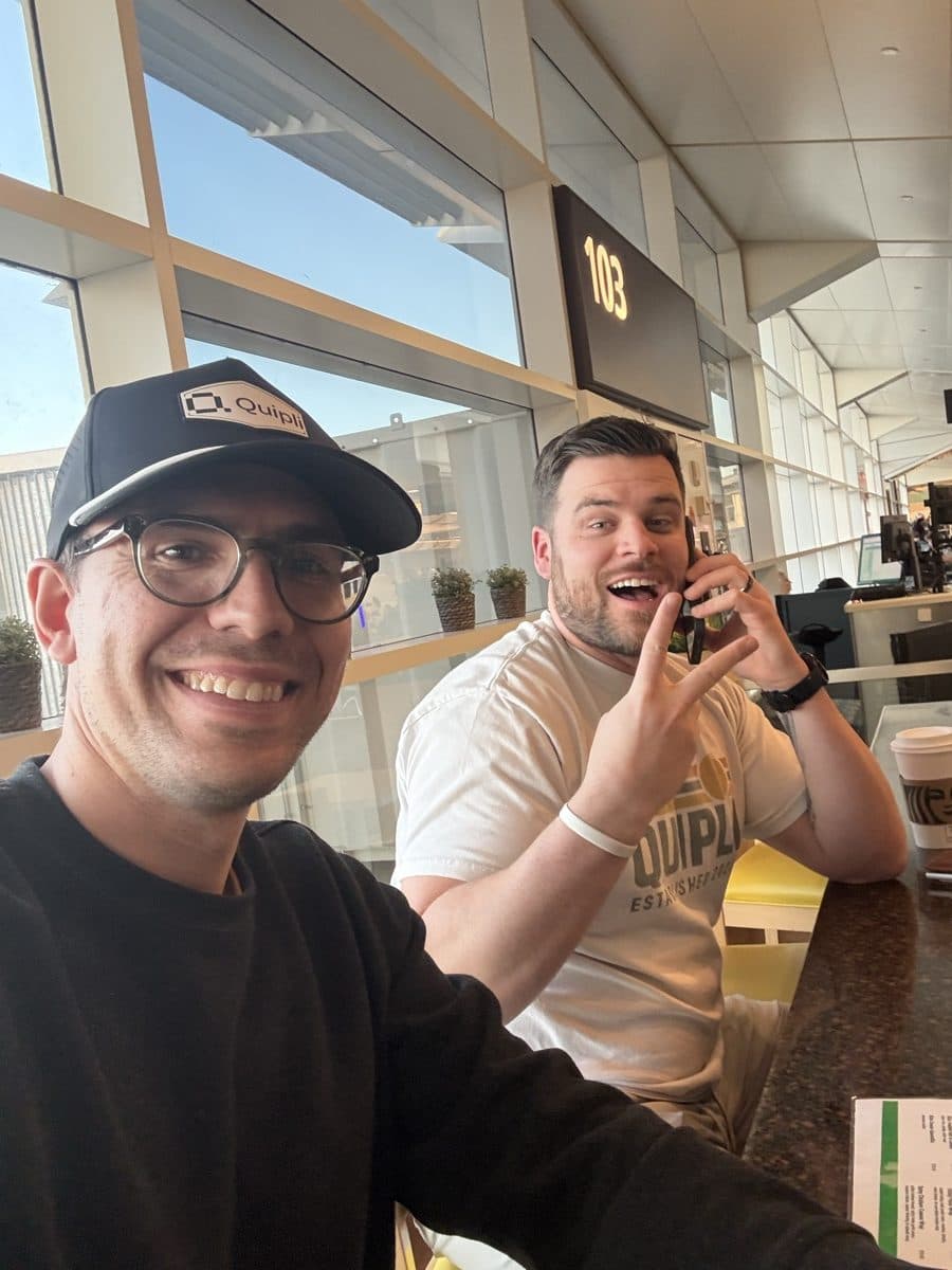 Quipli teammates catching up while traveling