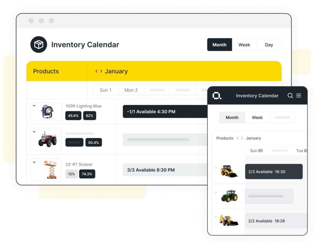 Rental Software Inventory Calendar