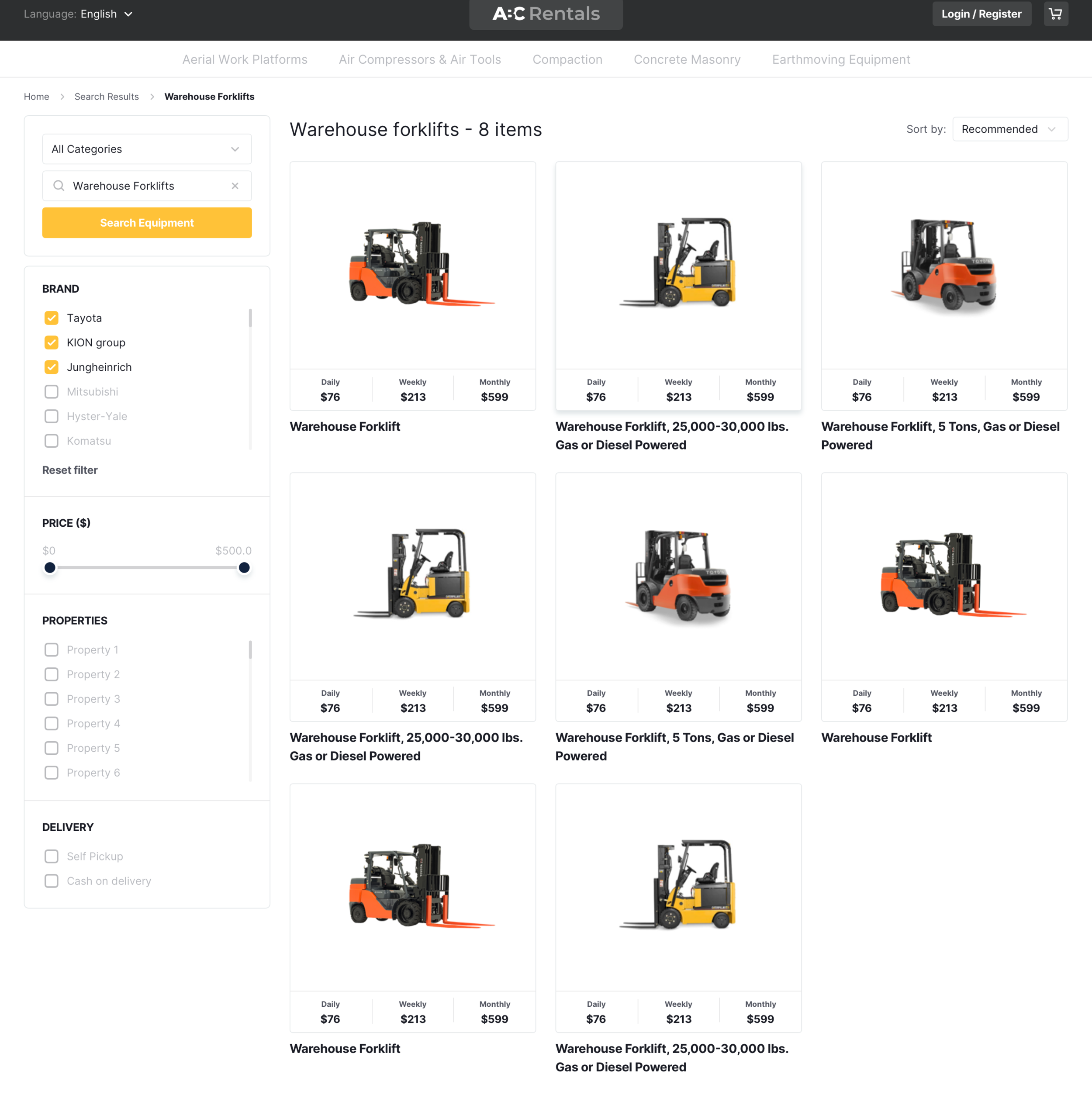 warehouse forklifts computer